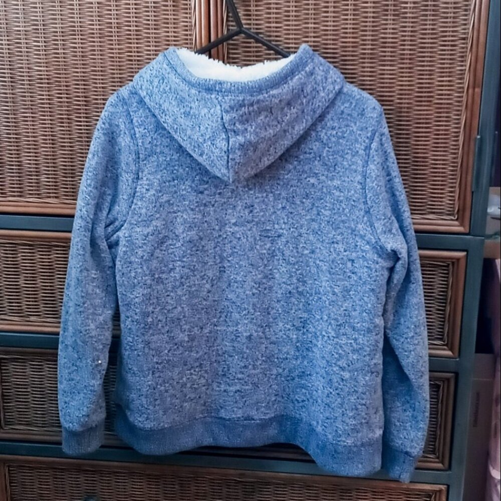 Sonoma Lavender Heathered Cozy Faux Sherpa Lined Zip Pockets Hoodie Woman's L - Picture 5 of 16